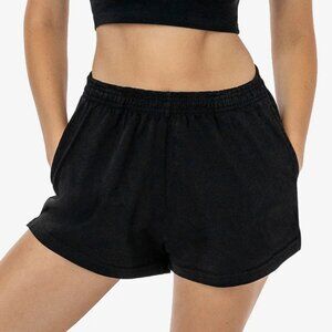 LOS ANGELES AMERICAN APPAREL BLACK COTTON GARMENT DYED SHORTS MEDIUM